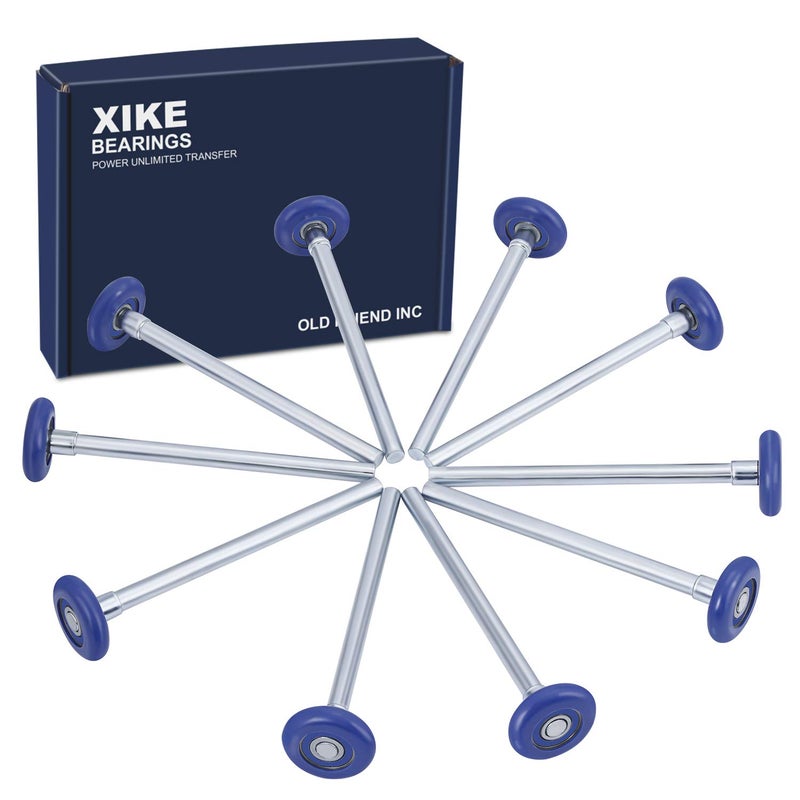 XiKe 10 Pack Blue 2"" Nylon Garage Door Roller 7"" Stem, Quiet/Durable and High Load, Use 6200-2RS Double Seals Precision Bearings. - Image 1